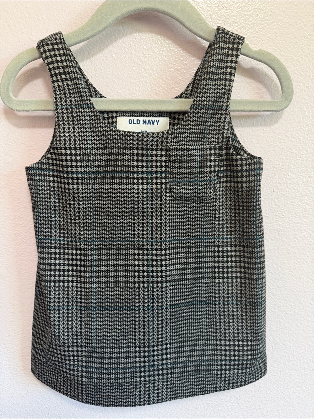 Old Navy Black and White Plaid Square-Neck Tank Dress
